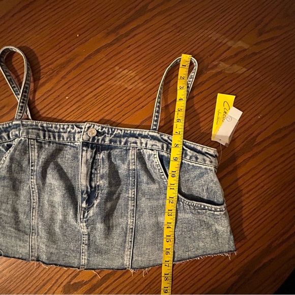 NEW Circus NY by Sam Edelman Bustier Denim Crop Top Womens XL Adjustable Straps - Picture 11 of 11